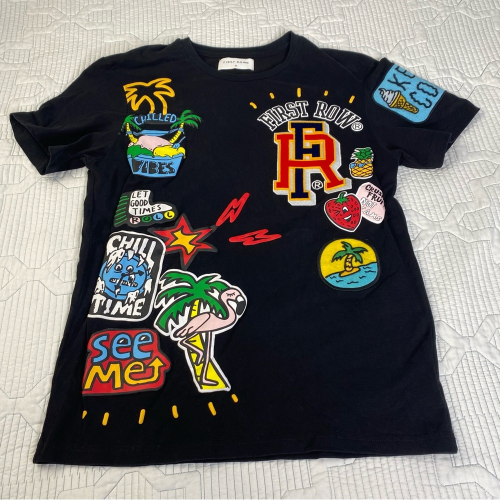 FIRST ROW BLACK Size Small CREW NECK SHORT Sleeve FR KEEP COOL SS TEE
